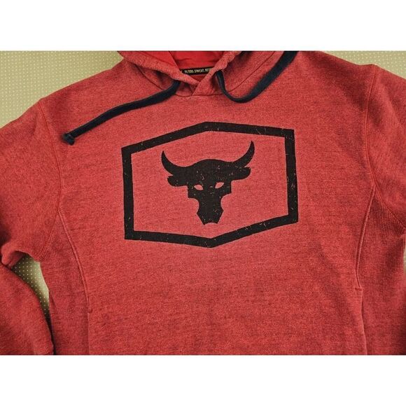 Under Armour Project Rock Hoodie Men's Size Medium Red Sweatshirt Gym Training - Picture 2 of 12
